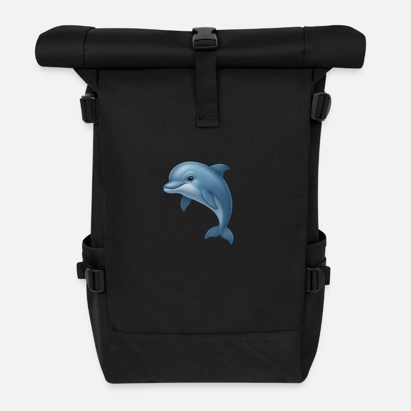 Delfinliebe – frei & verspielt - Rolltop Rucksack - Schwarz