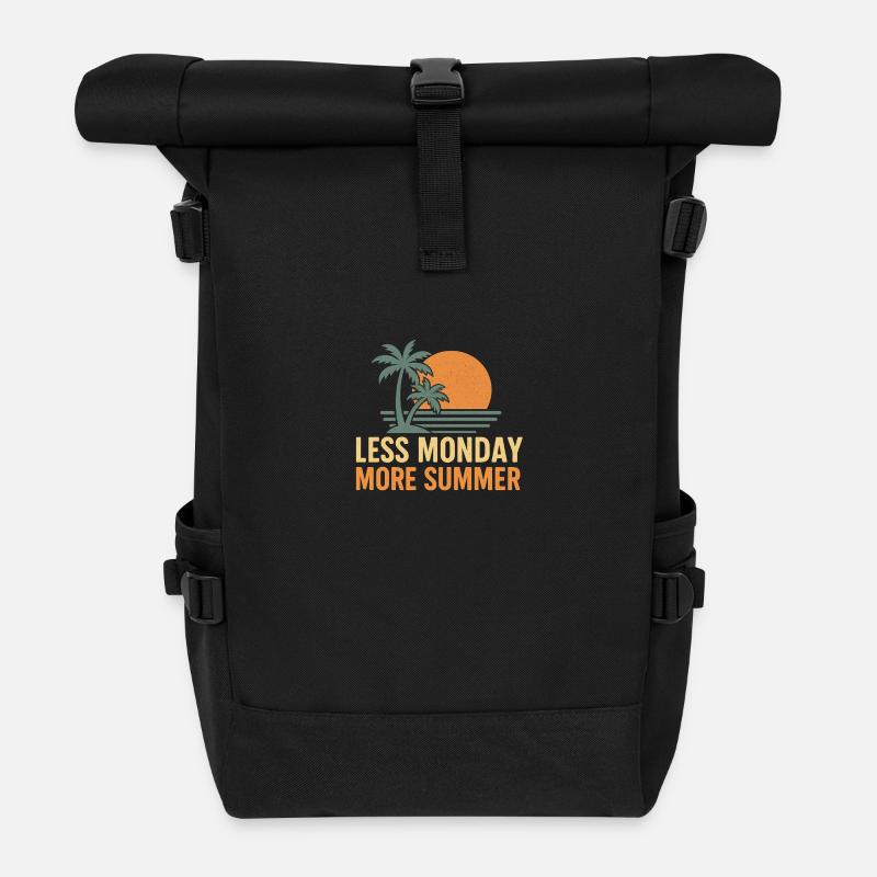 Less Monday More Summer - Roll Top Backpack - black