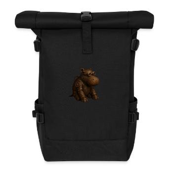 Steampunk Hippo - Roll Top Backpack - black - Front