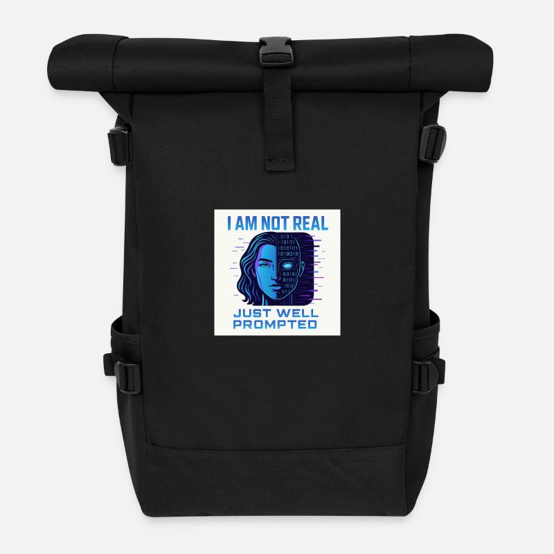 Halb Mensch halb Digital - Rolltop Rucksack - Schwarz