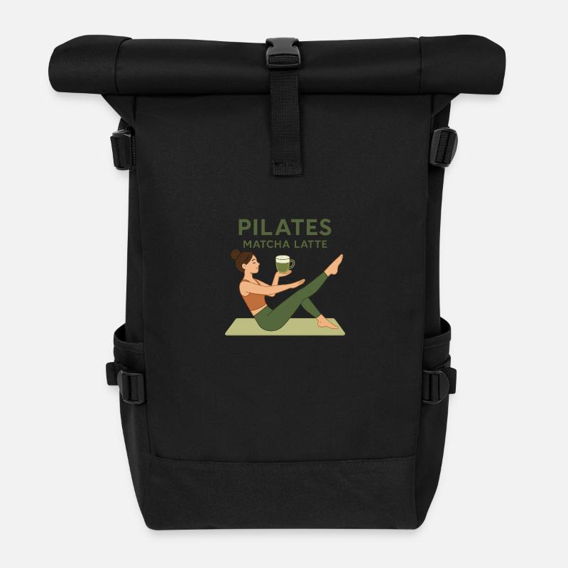 Pilates Girl Matcha Latte - Rolltop Rucksack - Schwarz