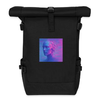 Futuristischer Kopf im Digital Stil - Rolltop Rucksack - Schwarz - Vorne