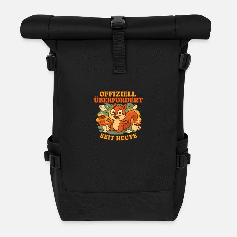 Offiziell überfordert - Rolltop Rucksack - Schwarz