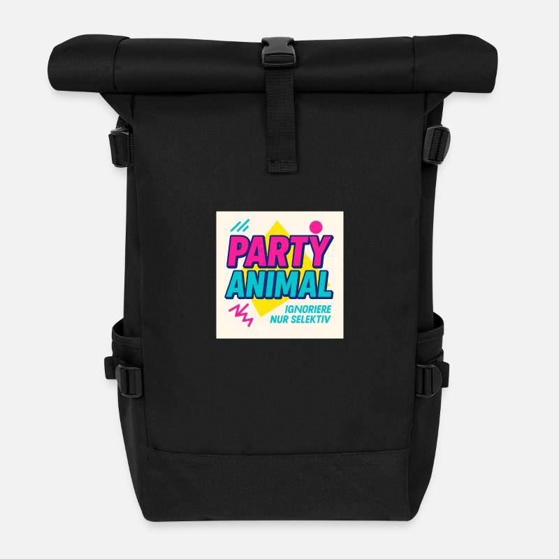 Party Anima.l– Neon Beat Edition - Rolltop Rucksack - Schwarz