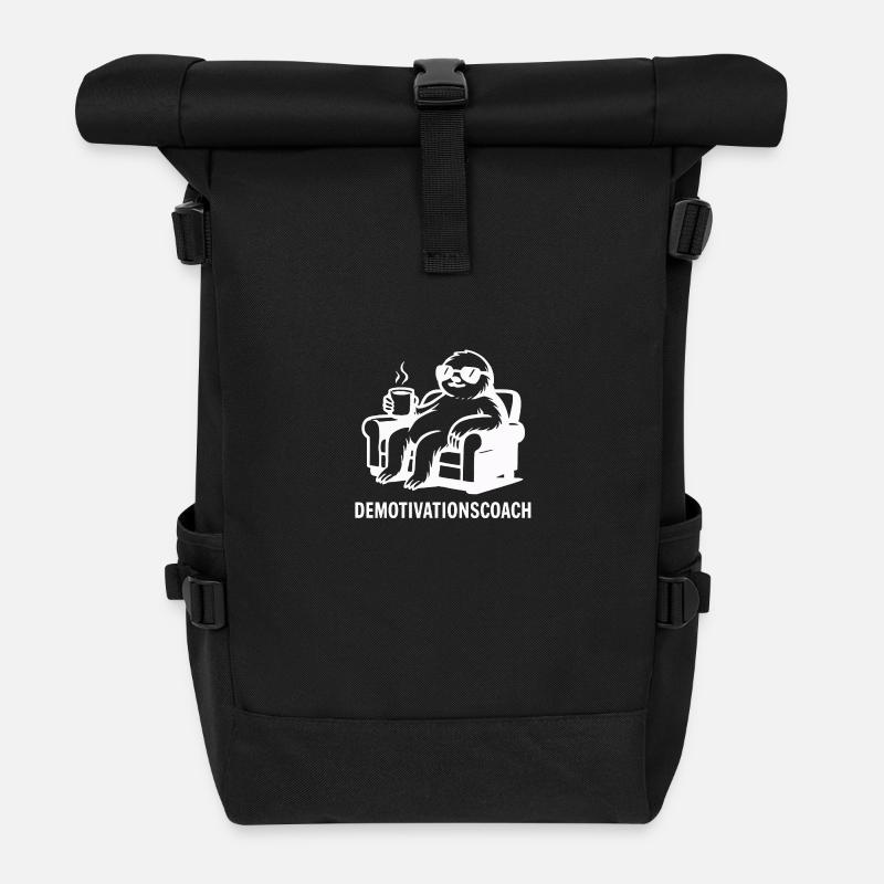 demotivationscoach weiss - Rolltop Rucksack - Schwarz