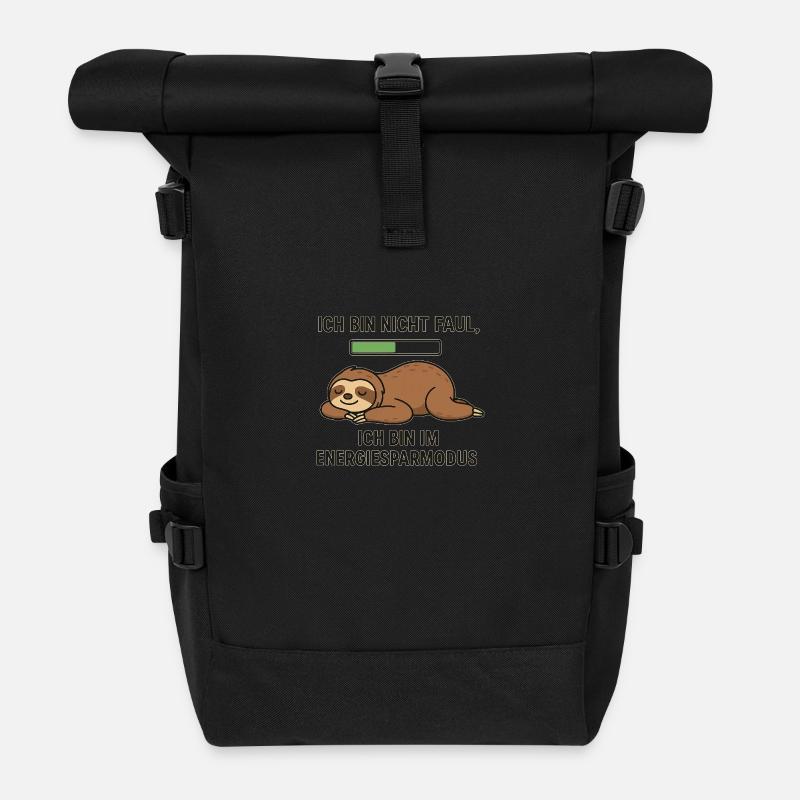 Paresseux en mode d’économie d’énergie - Sac à dos roll top - noir