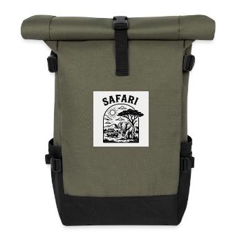 "Adventure Safari – The Wilderness of Africa in Black - Roll Top Backpack - olive/black - Front