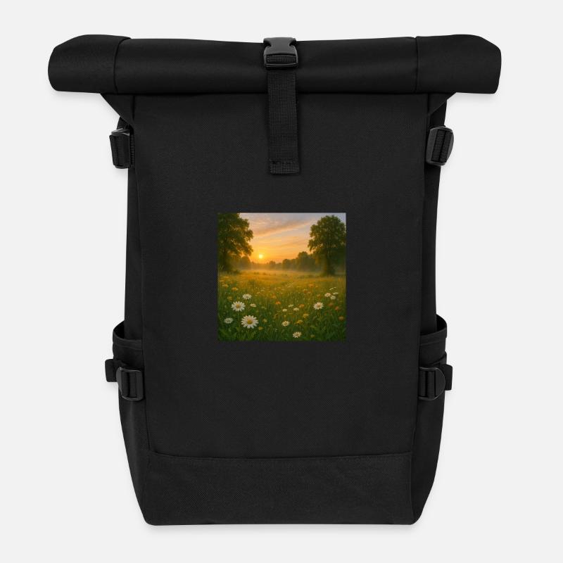 Flower meadow - Roll Top Backpack - black