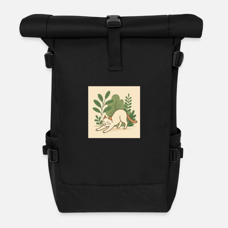 Cat - Roll Top Backpack - black