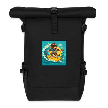Surfing Monkey – Tropical Banana Vibes - Roll Top Backpack - black - Front