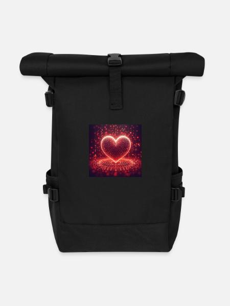 Heart love - Roll Top Backpack - black