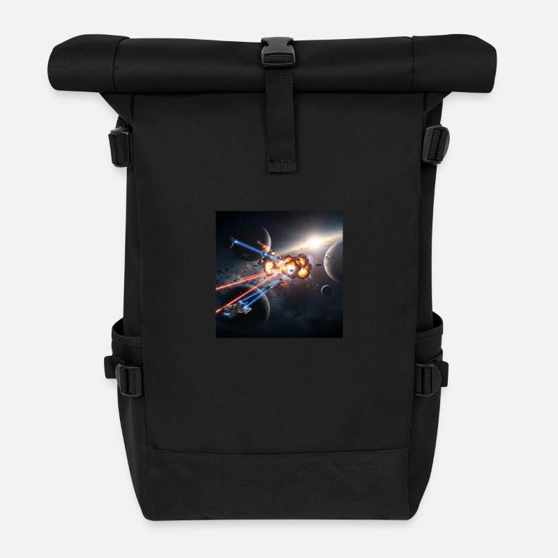 Futuristic space illusion - Roll Top Backpack - black