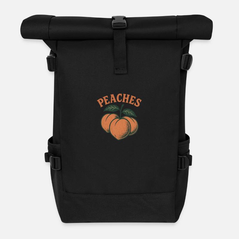 Vintage Peaches - Rolltop Rucksack - Schwarz