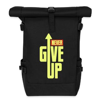Never give up - Mut & Kraft schenken, Motivation - Rolltop Rucksack - Schwarz - Vorne