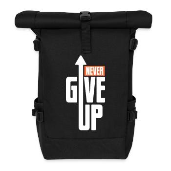 Never give up - Motivation Mut Kraft - Rolltop Rucksack - Schwarz - Vorne