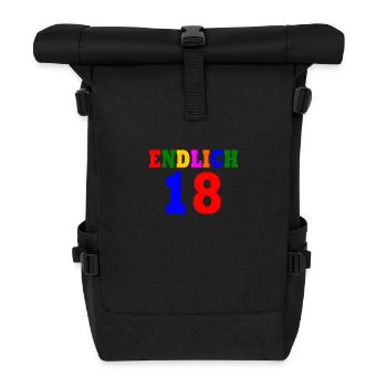 Endlich 18 - Rolltop Rucksack - Schwarz - Vorne