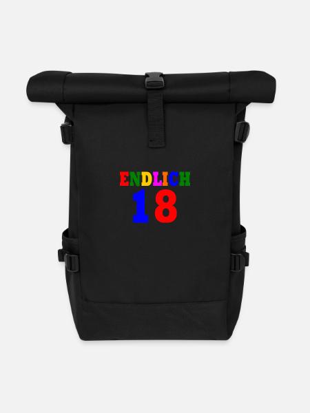 Endlich 18 - Rolltop Rucksack - Schwarz