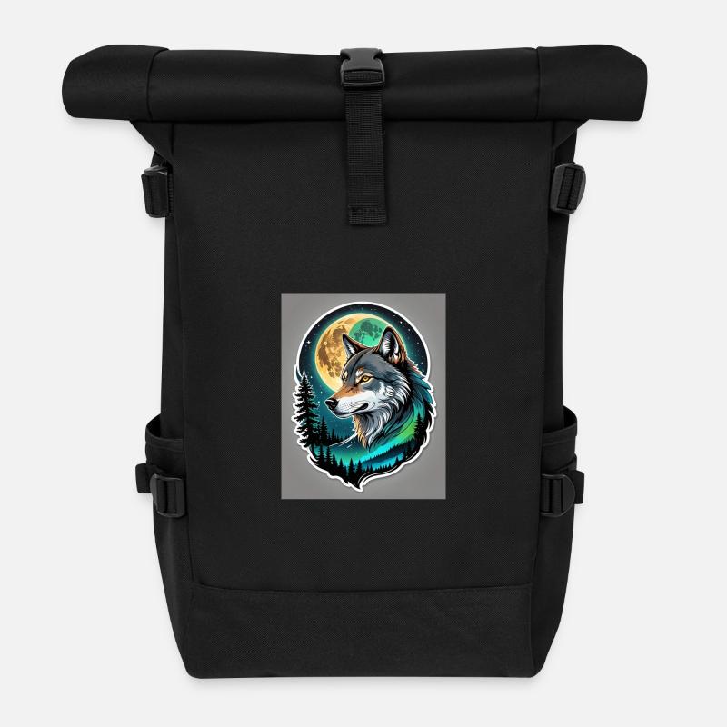 Mondwald-Wolfensiegel - Rolltop Rucksack - Schwarz