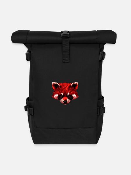 Roter Panda Low Poly Art Design - Rolltop Rucksack - Schwarz