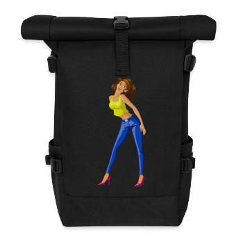 ballerina ballet dance dancer dance dancer yoga60 - Roll Top Backpack - black - Front