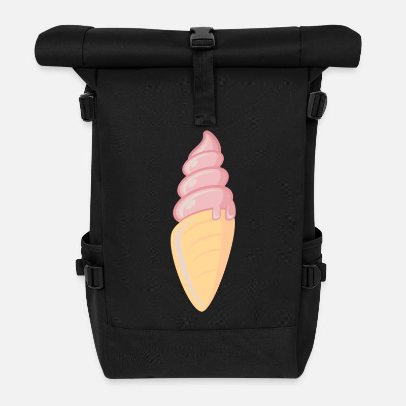 Ice Cream / Eiscreme / Softeis - Rolltop Rucksack - Schwarz