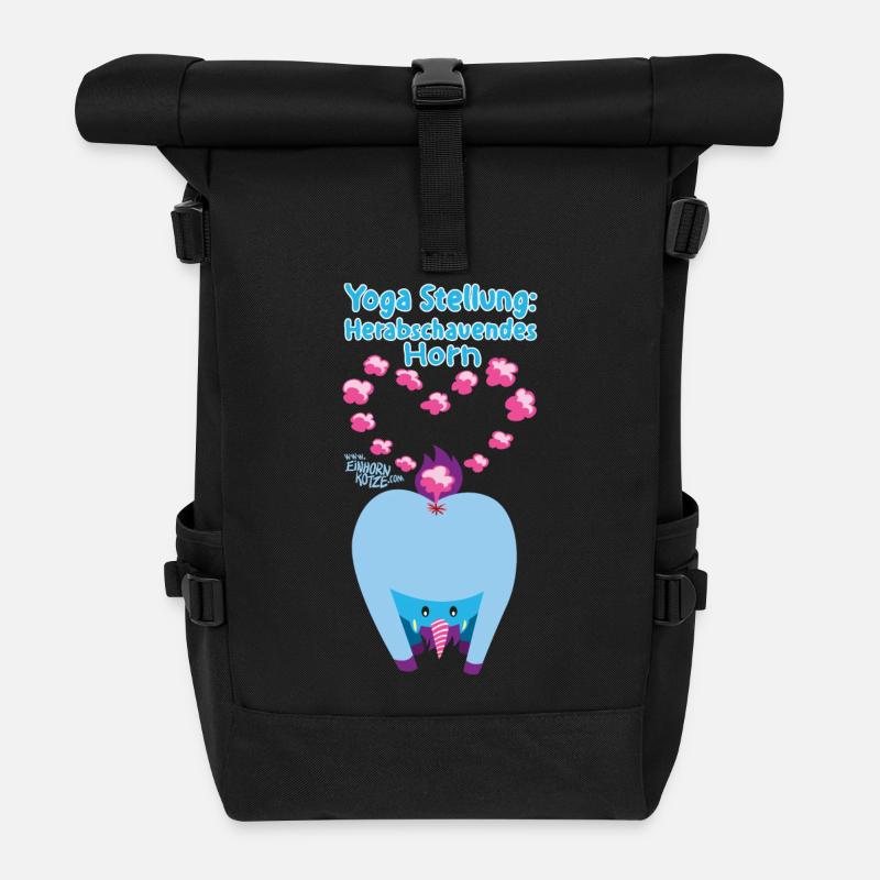 Yoga Stellung Einhorn - Rolltop Rucksack - Schwarz