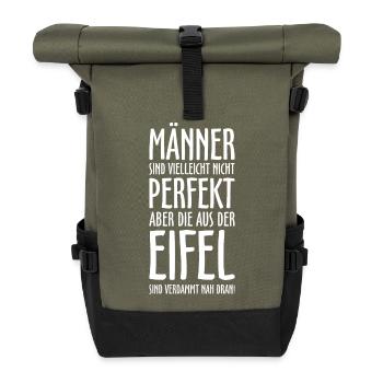 Die Männer aus der Eifel (Weiß) Eifeler Jungs - Rolltop Rucksack - Olive/Schwarz - Vorne