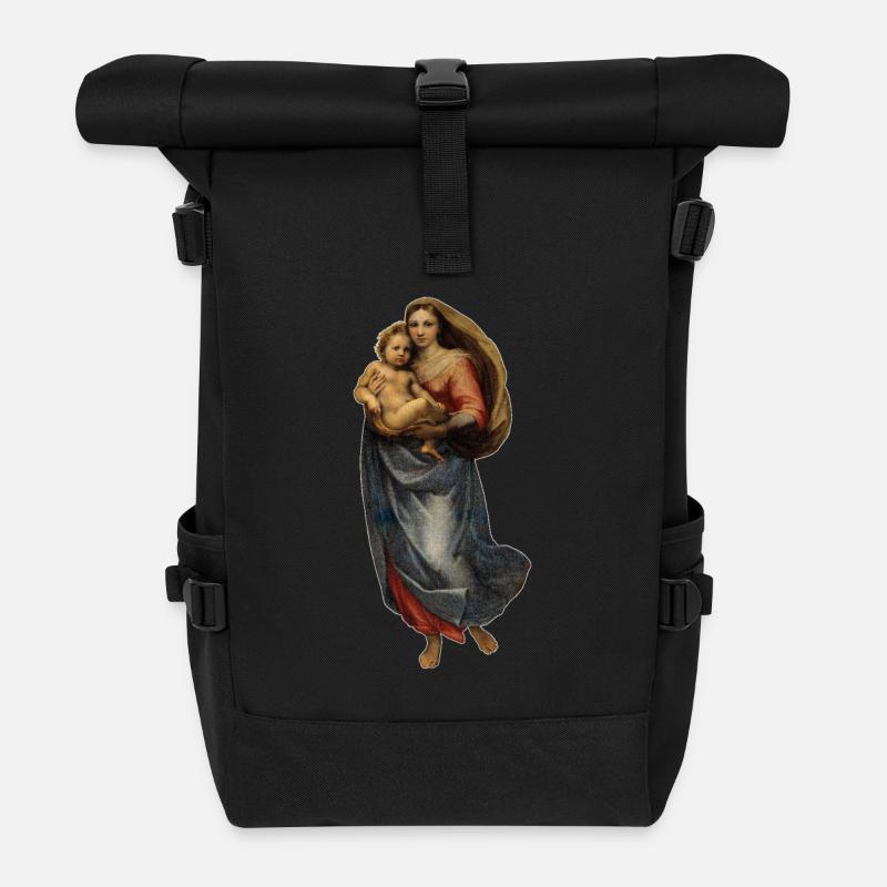 Sistine Madonna | Sixtinische Madonna | Raffael - Rolltop Rucksack - Schwarz