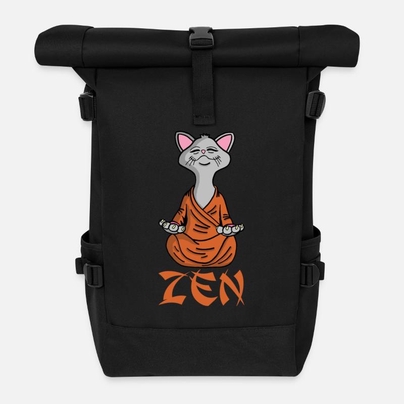 Zen-Katze - Rolltop Rucksack - Schwarz