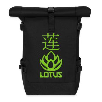 Grüner Lotus und Asien - Rolltop Rucksack - Schwarz - Vorne