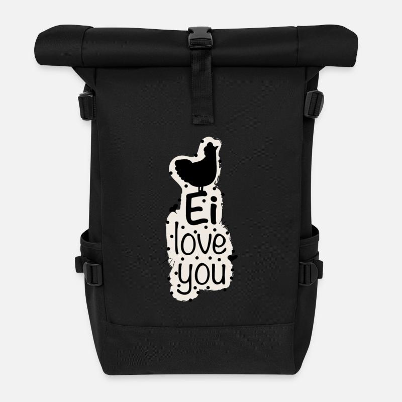 Ei love you - Rolltop Rucksack - Schwarz