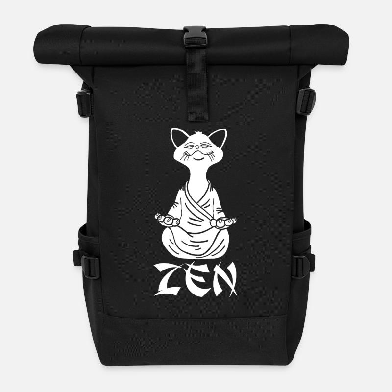 Zen Weiße Katze - Rolltop Rucksack - Schwarz