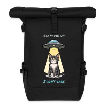 Irritated Cat & UFO Beam – “Beam Me Up” Meme - Roll Top Backpack - black - Front