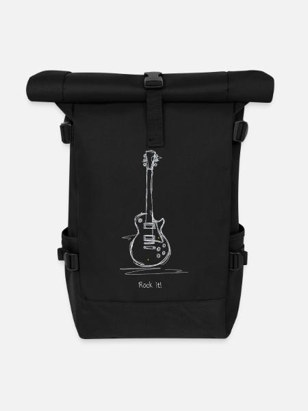Chalk Gitarre Rock Motiv - Rolltop Rucksack - Schwarz