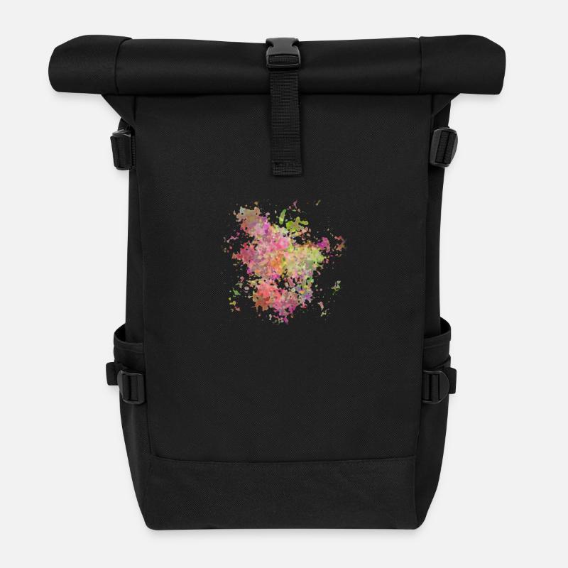 Color Blobs - Roll Top Backpack - black