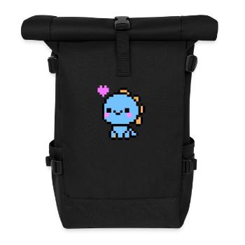 Cute Light Blue Dino - Roll Top Backpack - black - Front