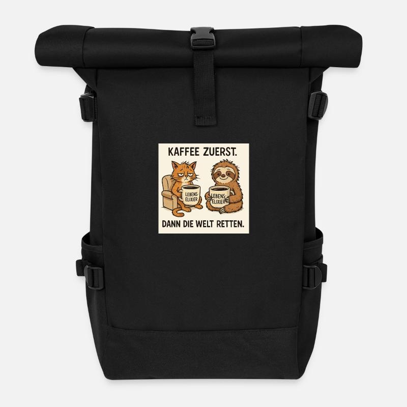 Die Welt retten - Rolltop Rucksack - Schwarz