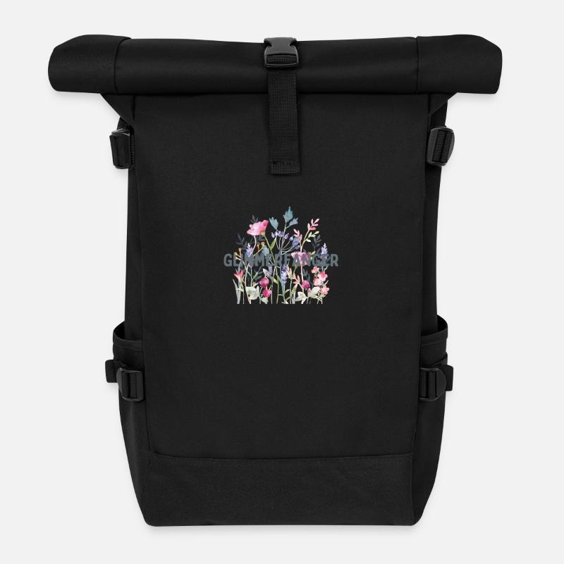Fleurs | Autocollants | Capteur de mica - Sac à dos roll top - noir
