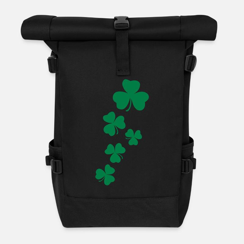 Kleeblatt Kleeblätter St.Patty Tag - Rolltop Rucksack - Schwarz
