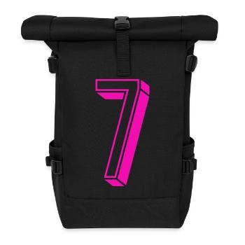 Zahl sieben - Nummer 7 pink Mädchen Trikotnummer - Rolltop Rucksack - Schwarz - Vorne