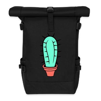 Small Cactus Spines Desert Cacti Flower Pot - Roll Top Backpack - black - Front