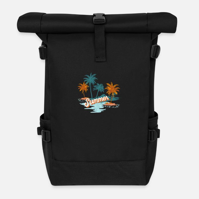 SummerVibes - Design - Rolltop Rucksack - Schwarz