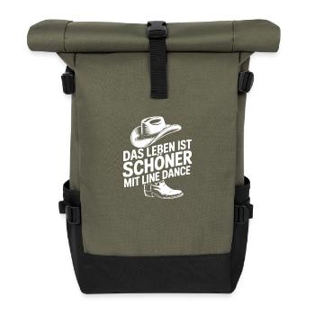 Das Leben ist schöner mit Line Dance - Rolltop Rucksack - Olive/Schwarz - Vorne