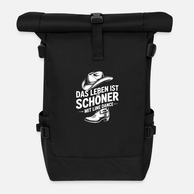 Das Leben ist schöner mit Line Dance - Rolltop Rucksack - Schwarz