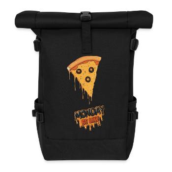 Monday Be Like – Funny Pizza Motif Olives - Roll Top Backpack - black - Front