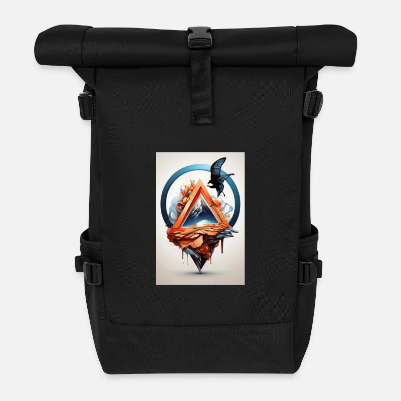 Adler auf zerlaufendem Gebirge - Rolltop Rucksack - Schwarz