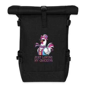 I Love My Chickens - Funny Chickens Cartoon - Roll Top Backpack - black - Front