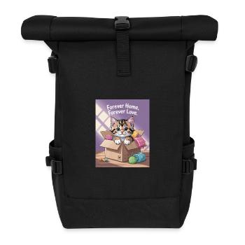Forever Home Kitten in Box - Roll Top Backpack - black - Front