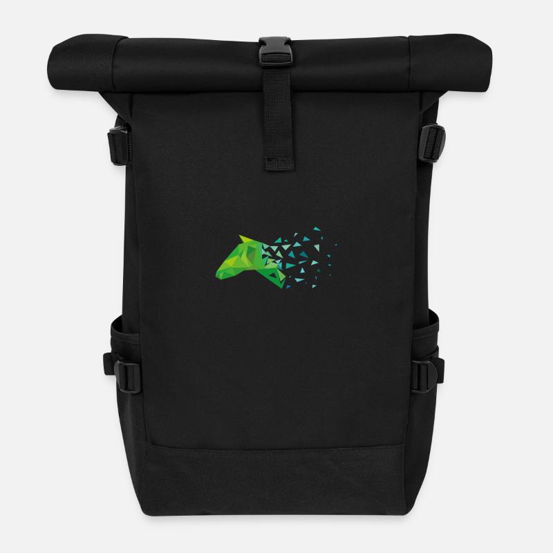 Grüner Pferdekopf Pferd Geschenk - Rolltop Rucksack - Schwarz