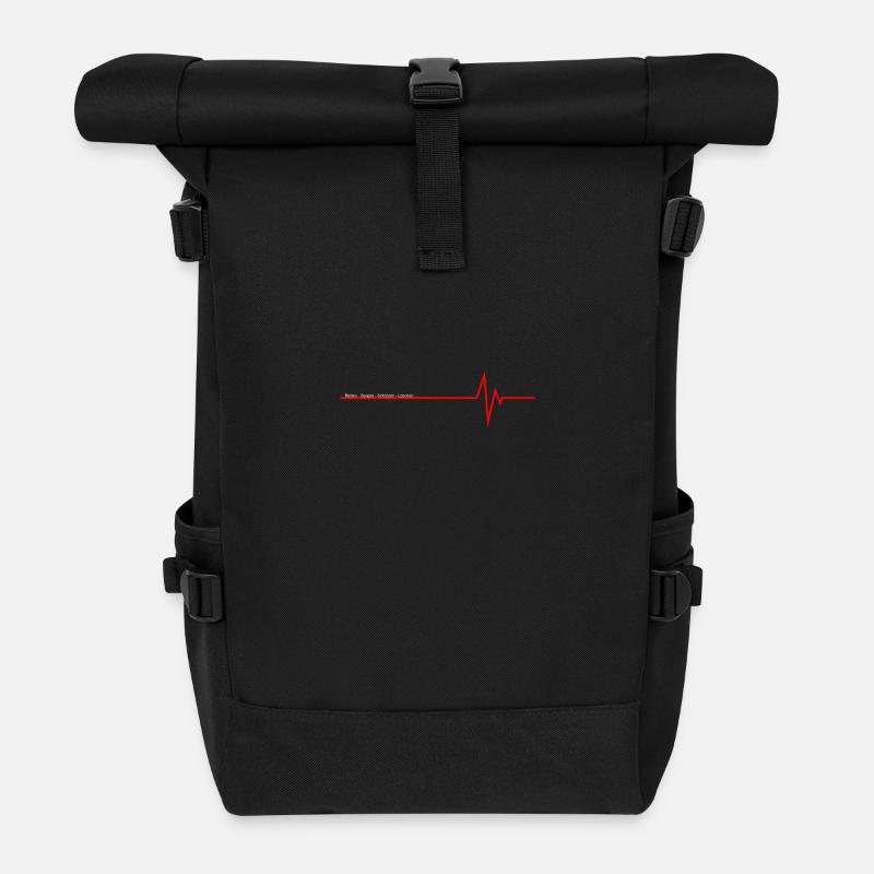 Herzschlag Feuerwehr - Rolltop Rucksack - Schwarz